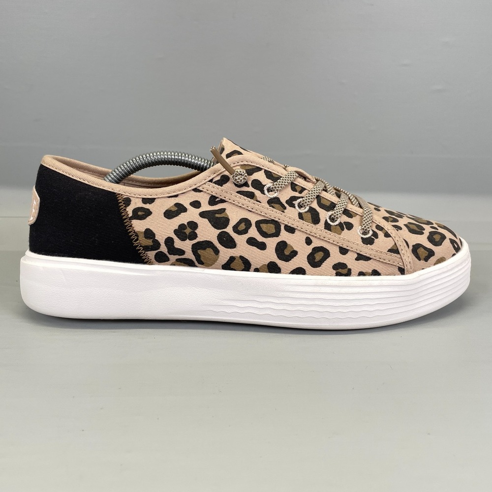 Hey Dude Cody Desert Shoes Womens Size 9 Leopard Print Canvas Slip On Sneakers